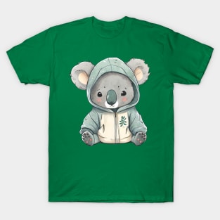 Cartoon Koala Wearing Hoodie T-Shirt